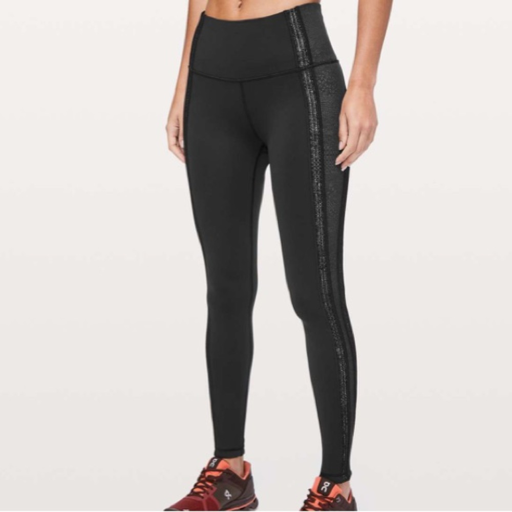 LululemonBlack Leggings with Silver Accents, Size 10